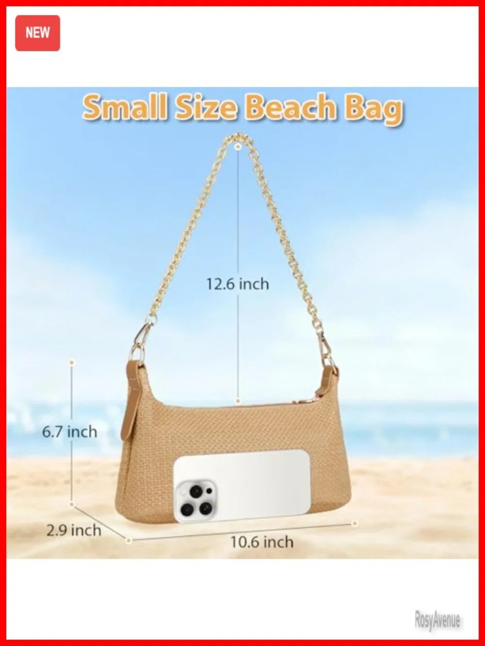 Boho Woven Straw Hobo Purse with Charm Chain Shoulder Bag